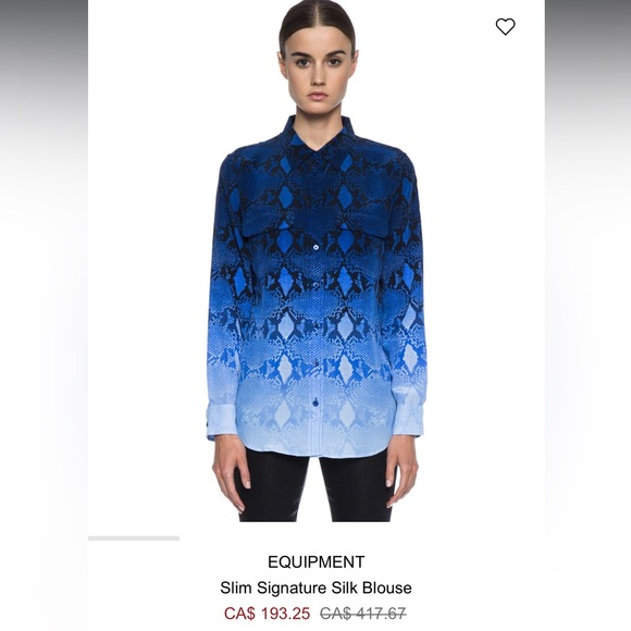 EQUIPMENT 100% Silk Reese Fading Blouse Marine Blue Ombré Snake Print M Like New - Picture 6 of 16